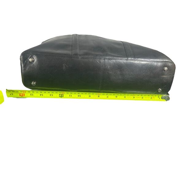 Hobo International Black Leather Briefcase Laptop Bag Shoulder Strap Vintage - Picture 12 of 16